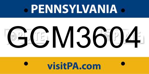 GCM3604 Pennsylvania License Plate