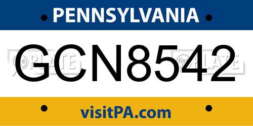 GCN8542 Pennsylvania License Plate