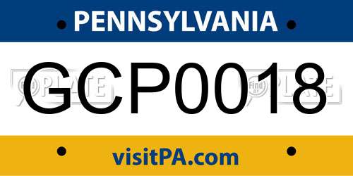 GCP0018 Pennsylvania License Plate