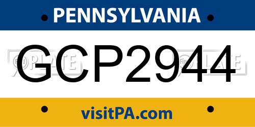 GCP2944 Pennsylvania License Plate