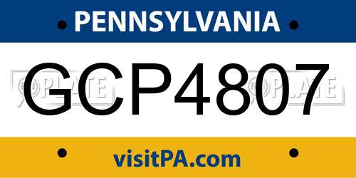 GCP4807 Pennsylvania License Plate