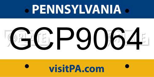 GCP9064 Pennsylvania License Plate