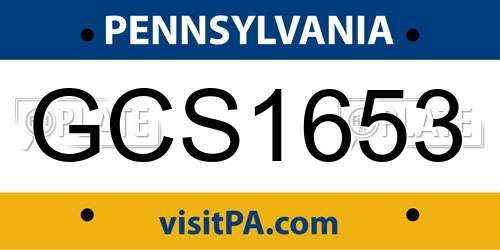 GCS1653 Pennsylvania License Plate