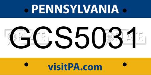 GCS5031 Pennsylvania License Plate
