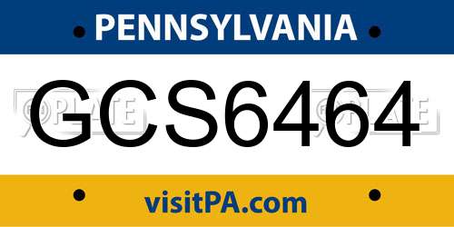 GCS6464 Pennsylvania License Plate
