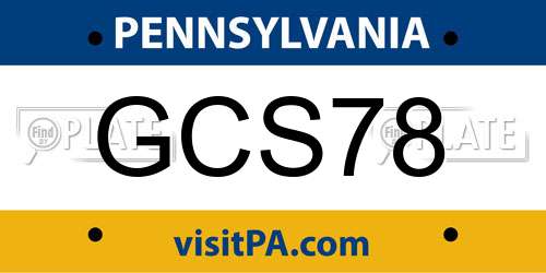 GCS78 Pennsylvania License Plate