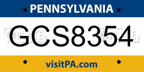 GCS8354 Pennsylvania License Plate