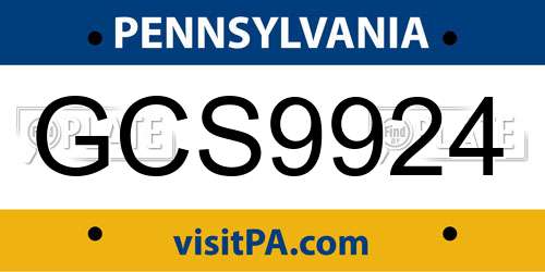 GCS9924 Pennsylvania License Plate