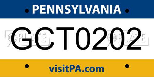 GCT0202 Pennsylvania License Plate