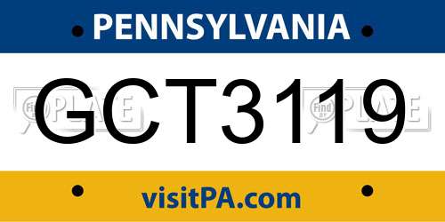 GCT3119 Pennsylvania License Plate