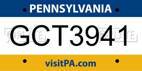 GCT3941 Pennsylvania License Plate