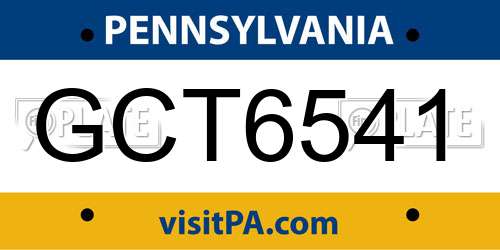 GCT6541 Pennsylvania License Plate
