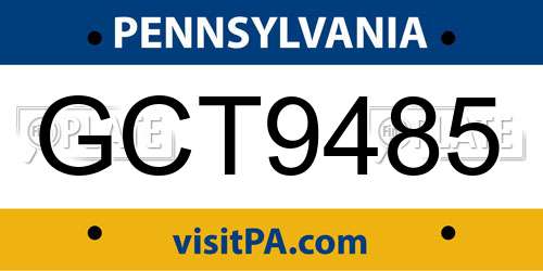 GCT9485 Pennsylvania License Plate