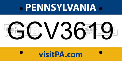 GCV3619 Pennsylvania License Plate