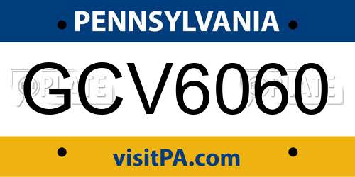 GCV6060 Pennsylvania License Plate