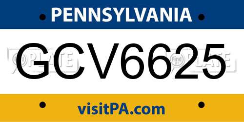 GCV6625 Pennsylvania License Plate