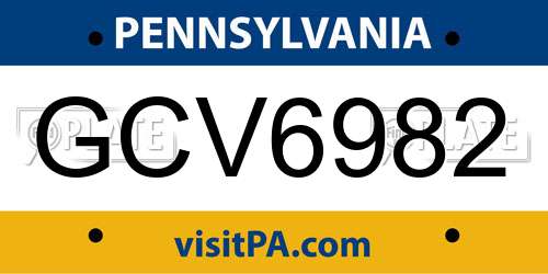 GCV6982 Pennsylvania License Plate
