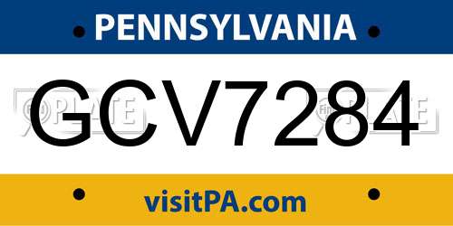 GCV7284 Pennsylvania License Plate