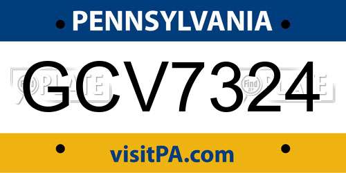 GCV7324 Pennsylvania License Plate