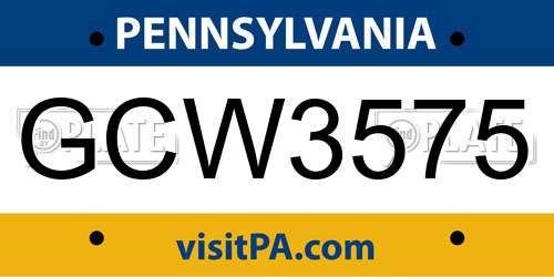 GCW3575 Pennsylvania License Plate