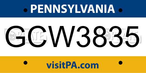 GCW3835 Pennsylvania License Plate