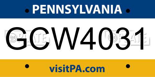 GCW4031 Pennsylvania License Plate