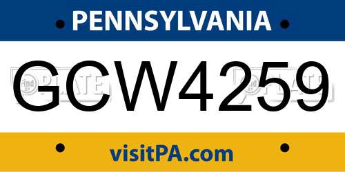 GCW4259 Pennsylvania License Plate