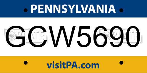 GCW5690 Pennsylvania License Plate