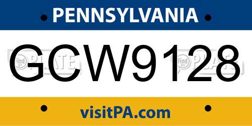 GCW9128 Pennsylvania License Plate