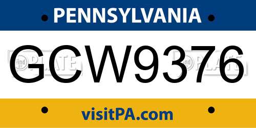 GCW9376 Pennsylvania License Plate