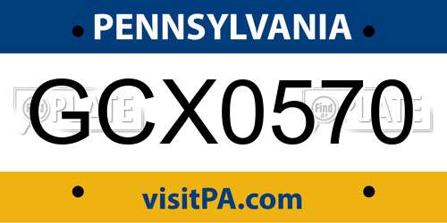 GCX0570 Pennsylvania License Plate