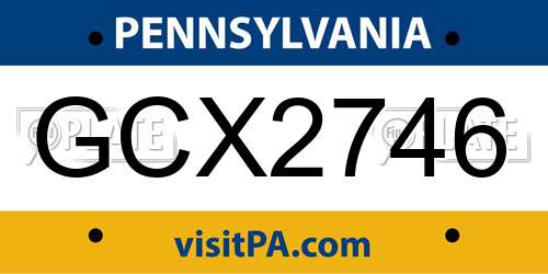 GCX2746 Pennsylvania License Plate