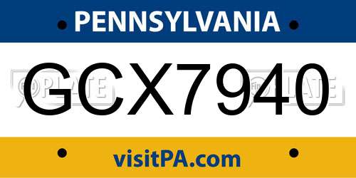GCX7940 Pennsylvania License Plate
