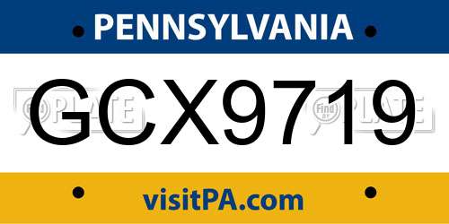 GCX9719 Pennsylvania License Plate
