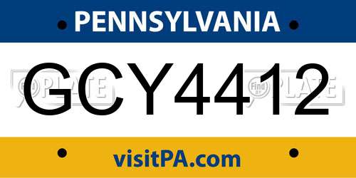 GCY4412 Pennsylvania License Plate