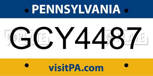 GCY4487 Pennsylvania License Plate