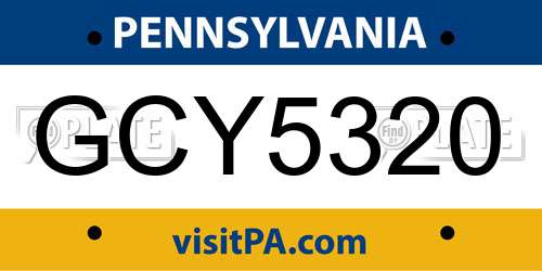 GCY5320 Pennsylvania License Plate