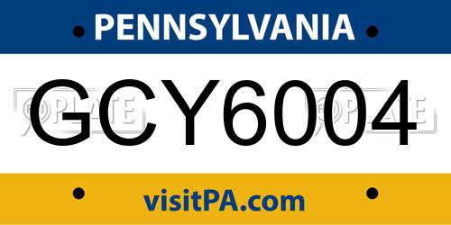 GCY6004 Pennsylvania License Plate