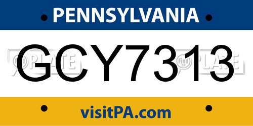 GCY7313 Pennsylvania License Plate