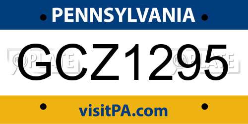 GCZ1295 Pennsylvania License Plate