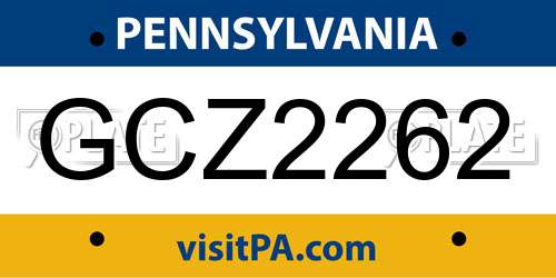 GCZ2262 Pennsylvania License Plate