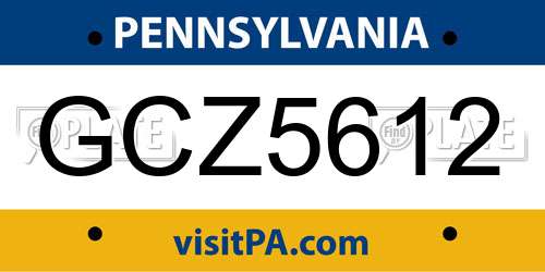 GCZ5612 Pennsylvania License Plate