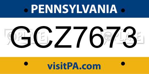 GCZ7673 Pennsylvania License Plate