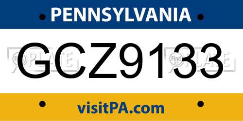 GCZ9133 Pennsylvania License Plate