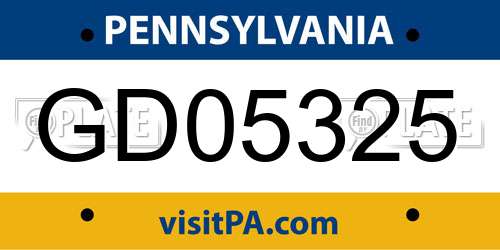 GD05325 Pennsylvania License Plate