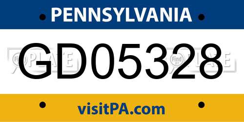 GD05328 Pennsylvania License Plate