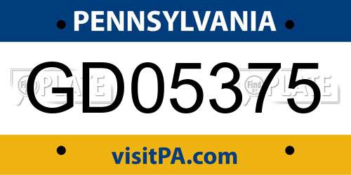 GD05375 Pennsylvania License Plate
