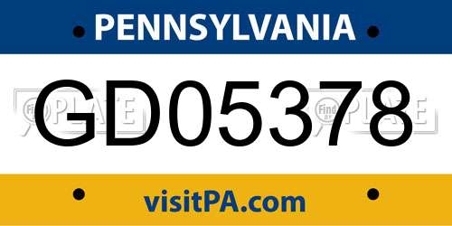 GD05378 Pennsylvania License Plate