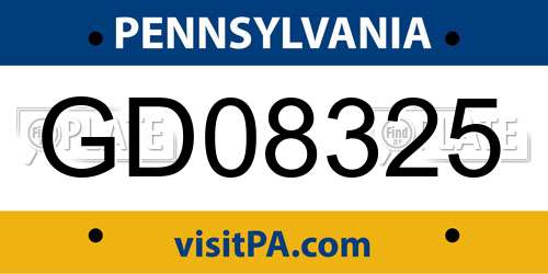 GD08325 Pennsylvania License Plate