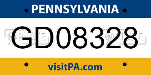 GD08328 Pennsylvania License Plate